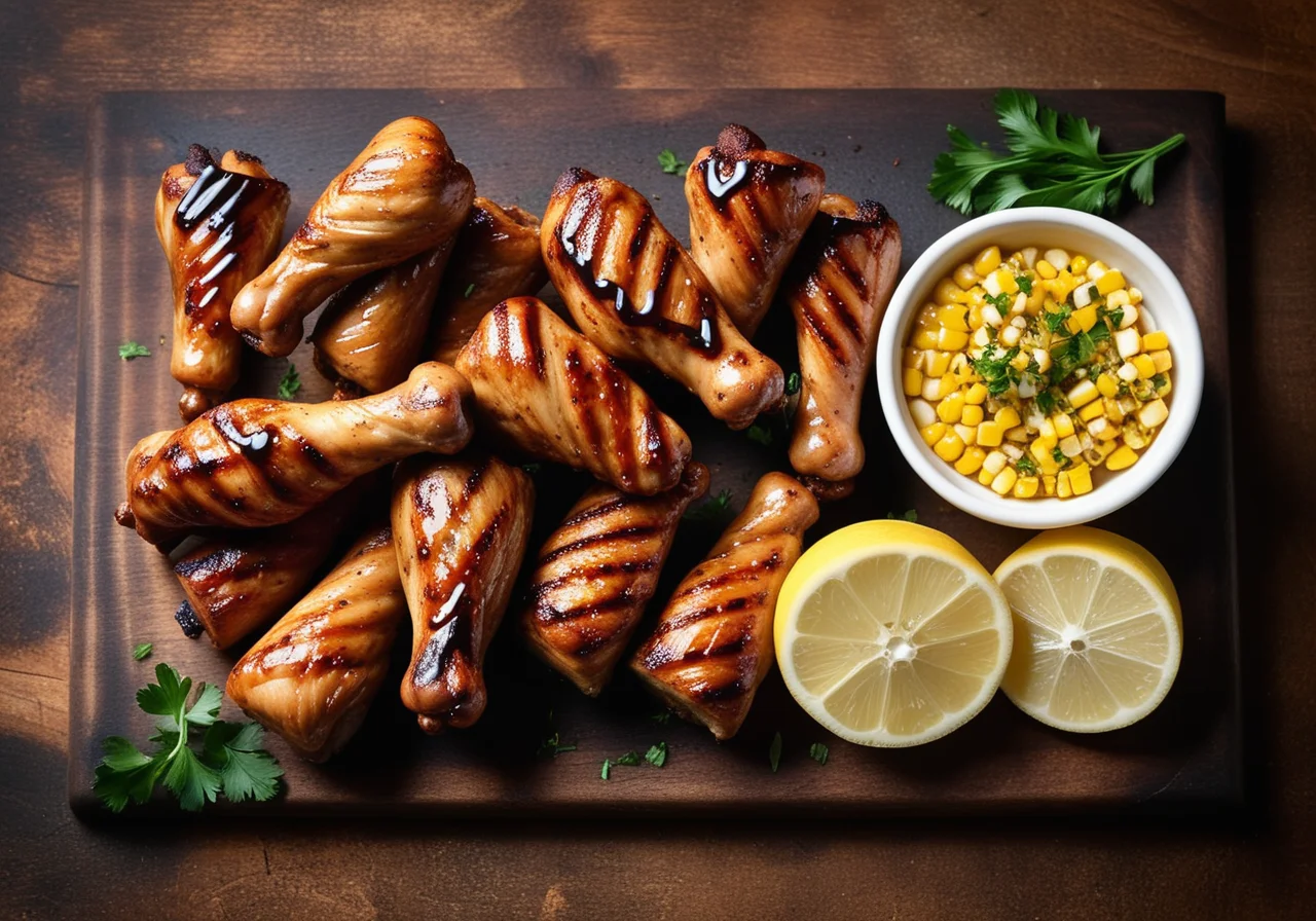 Chicken Wings, Sausage and Corn from the Grill