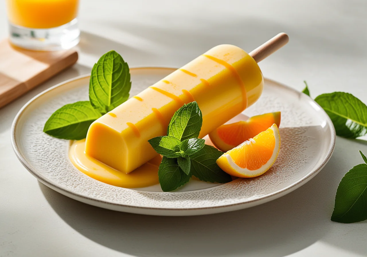 Mango ice with mint