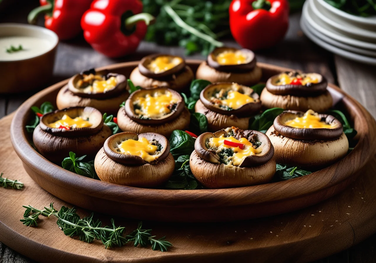 Baked Mushrooms with Two Fillings