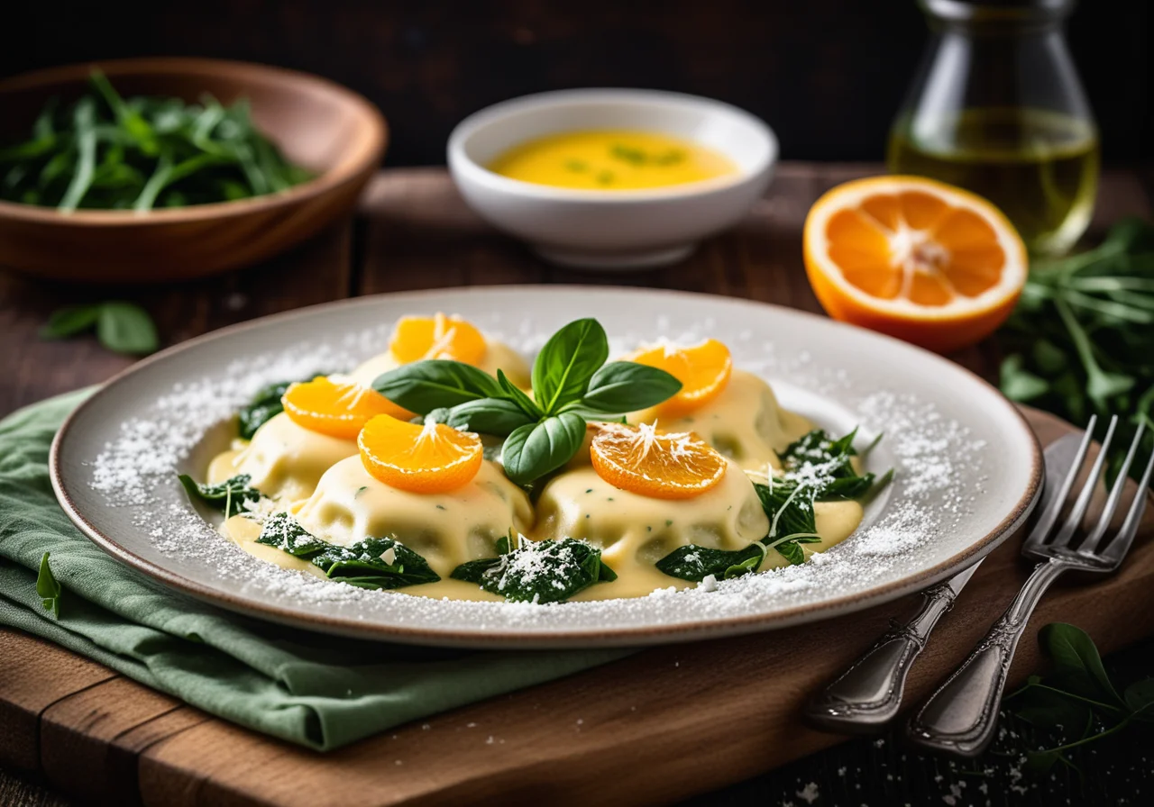 Pasta with Spinach-Ricotta Filling and Vanilla