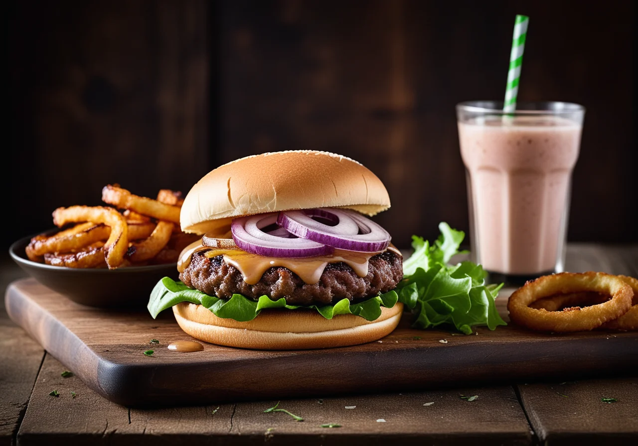 Burger with Caramelized Onions and Cocktail Sauce