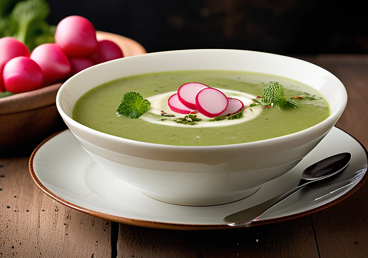 Broccoli Soup with Radishes