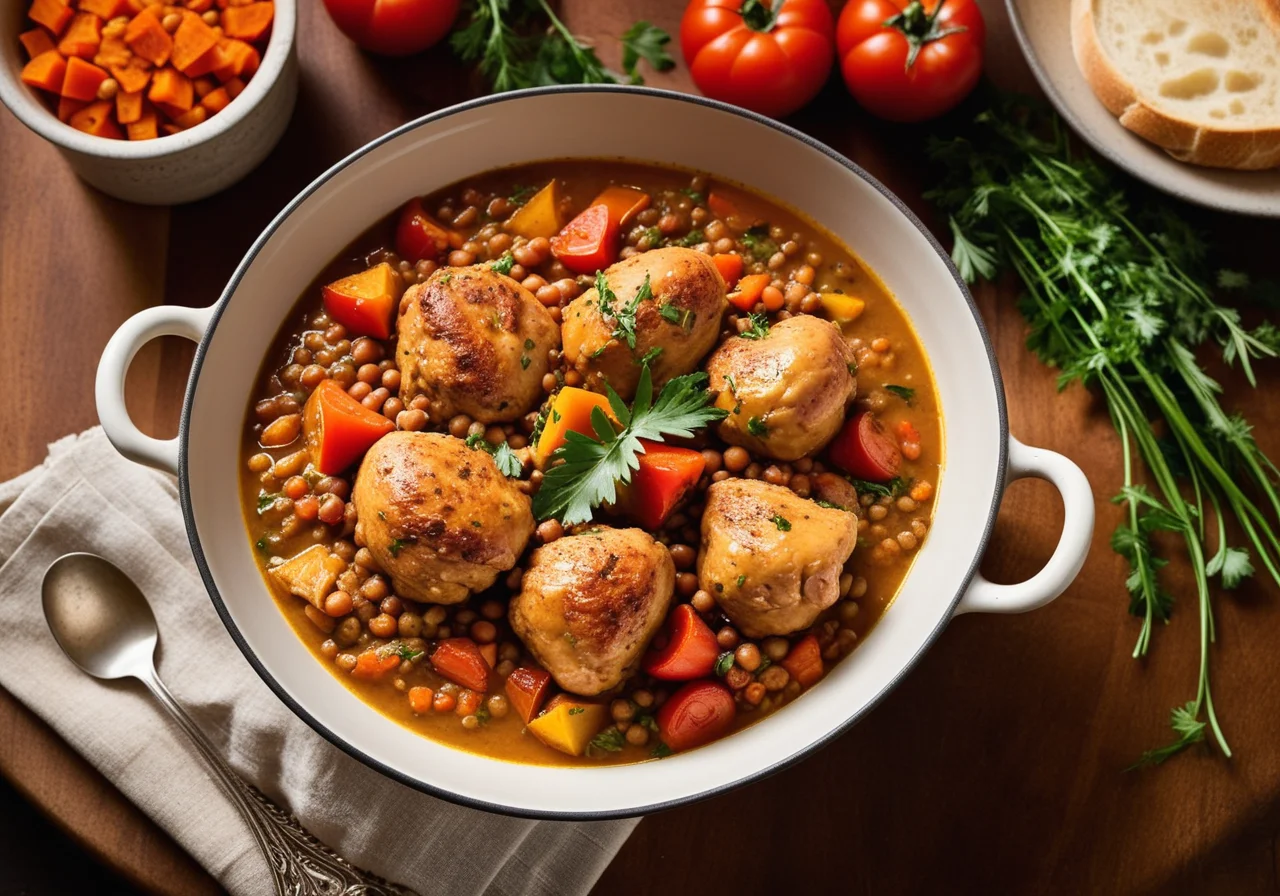 Vegetable Lentil Stew with Chicken