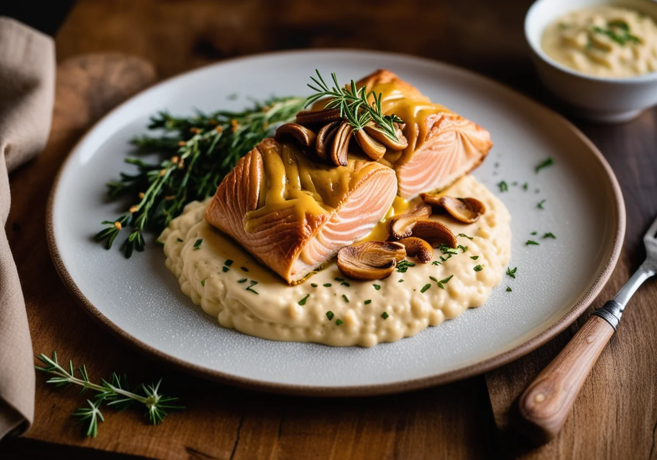 Salmon in Puff Pastry with Risotto