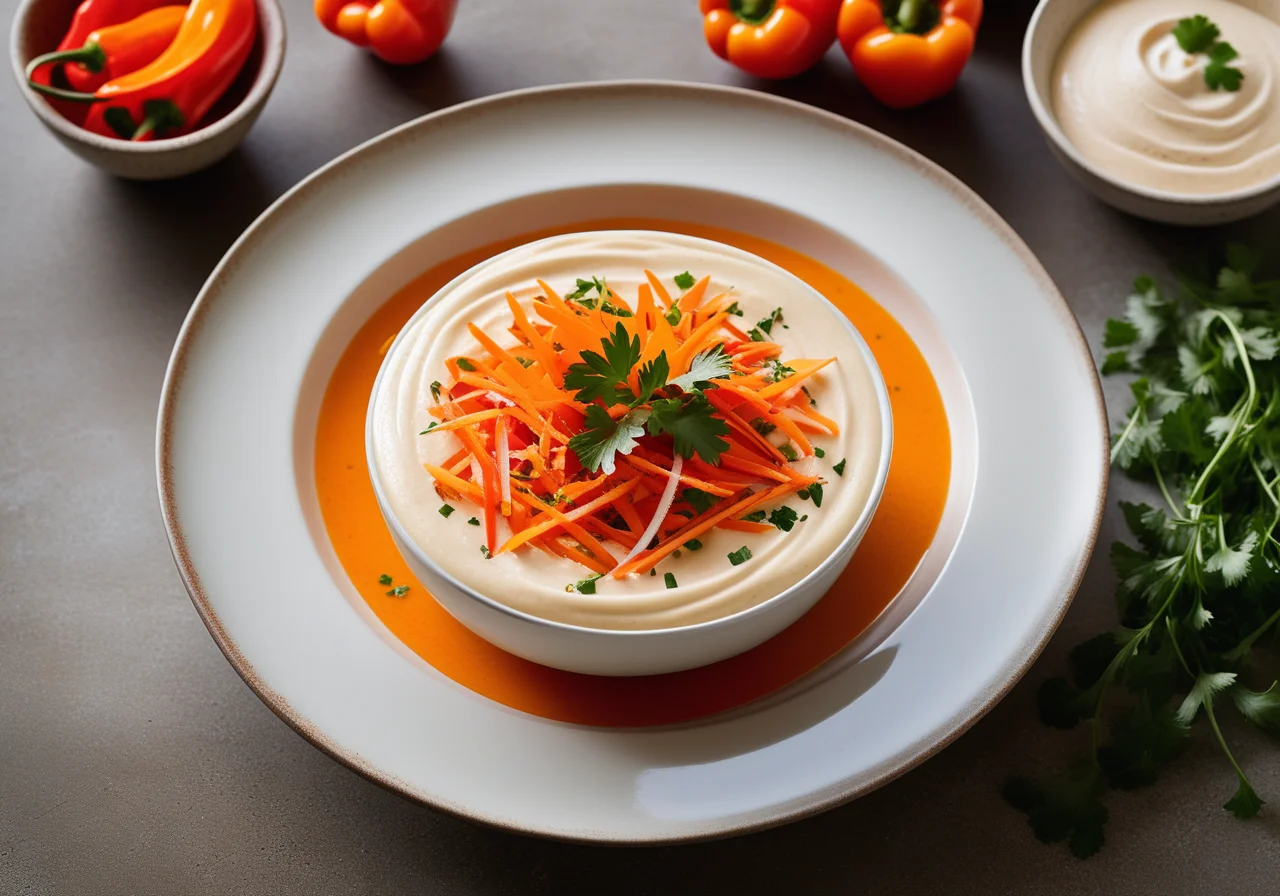 Paprika Cream with Coconut Milk and Daikon