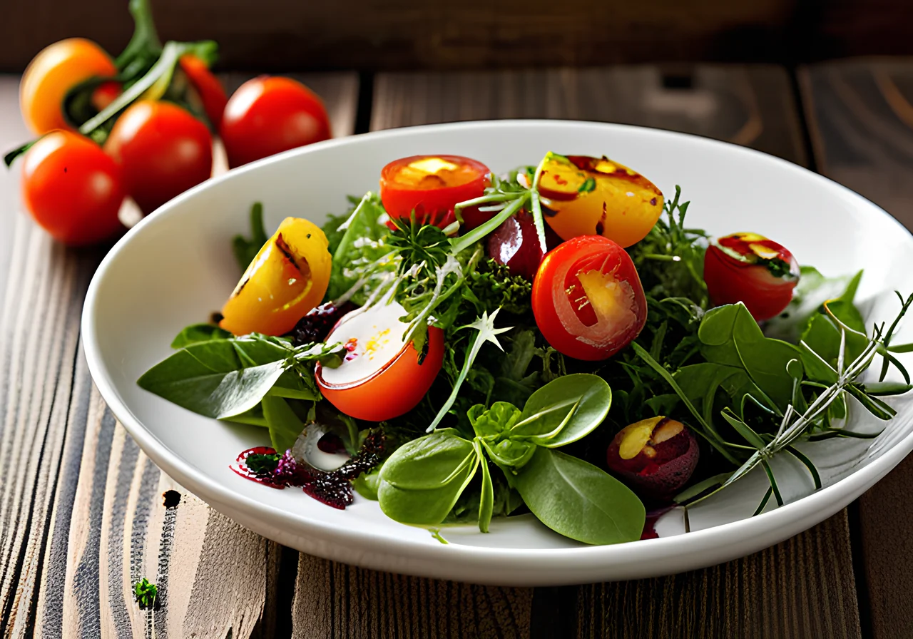 Green Salad with Tomatoes and Mustard-Honey Vinaigrette