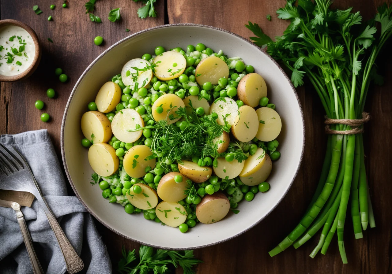 Pea Potato Salad with Spring Onions