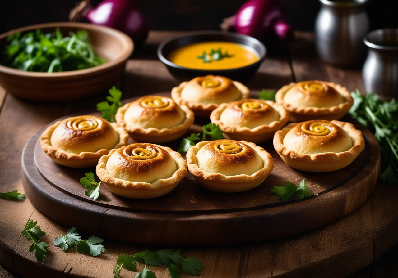 Filled Dough Pockets with Ground Beef and Onions