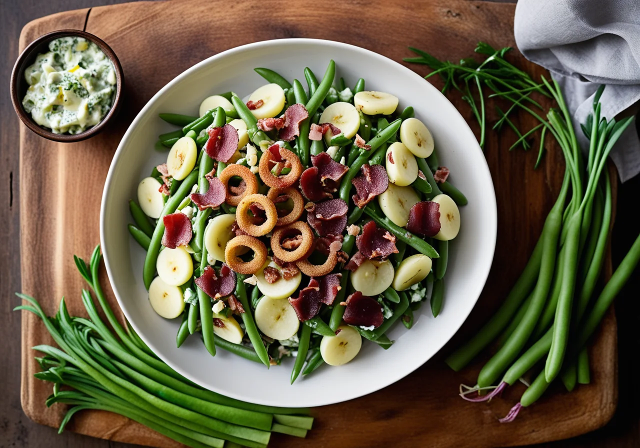 Green Bean and Potato Salad with Ham and Blue Cheese