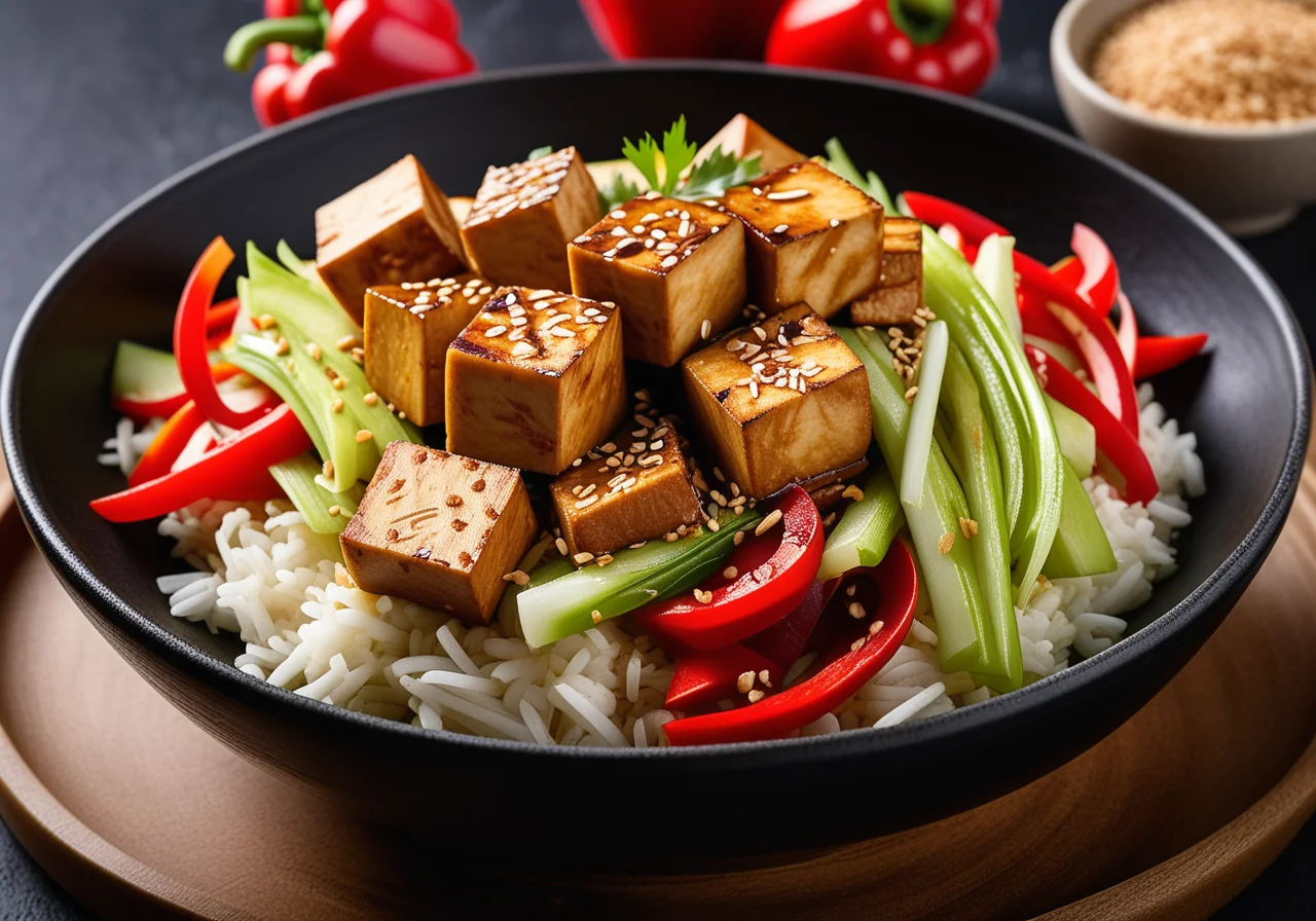 Tofu Stir-Fry with Bell Peppers and Chinese Cabbage