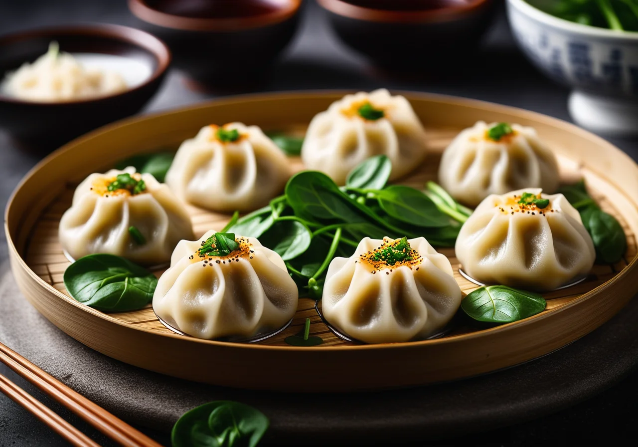 Dim Sum Filled with Spinach and Mango Bean Sprouts