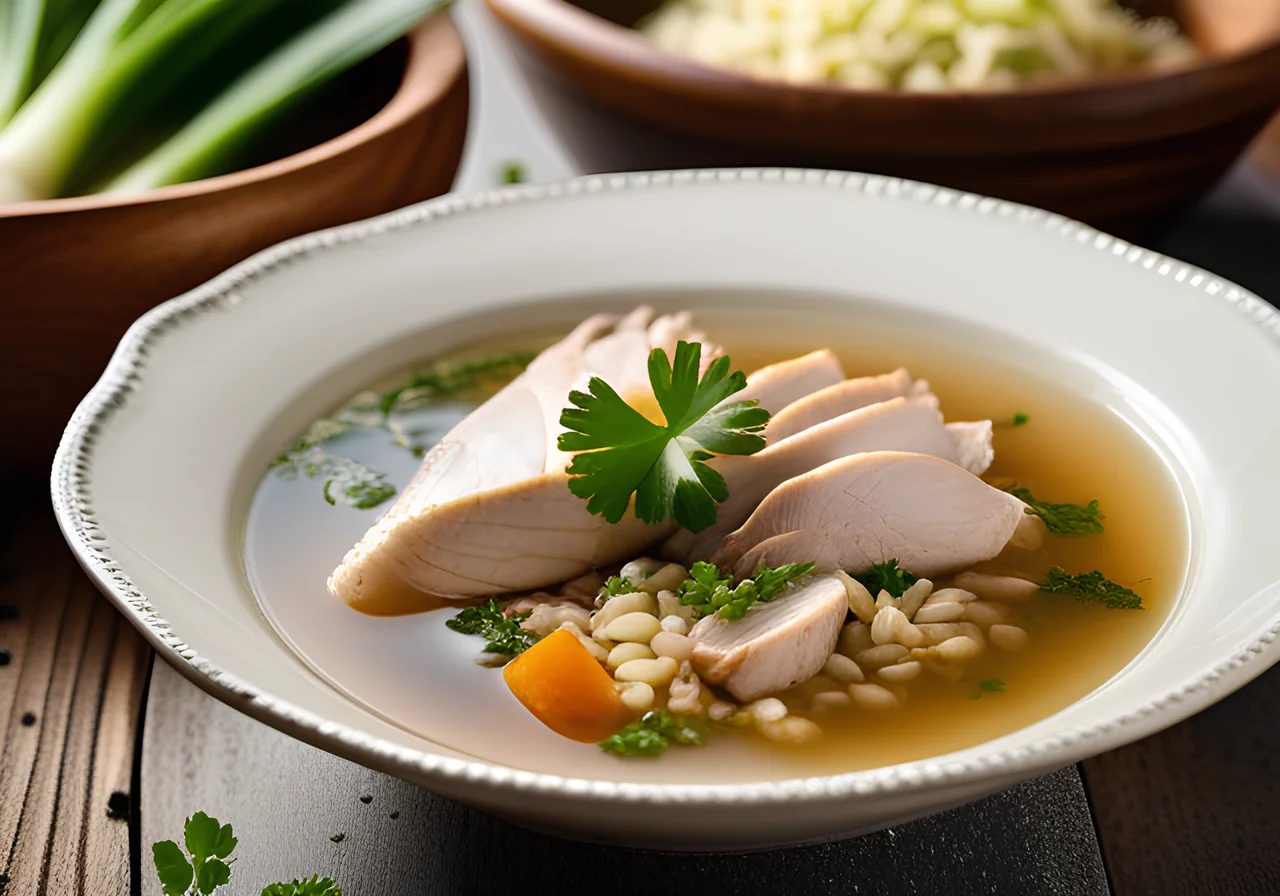 Traditional Chicken Broth with Pearl Barley