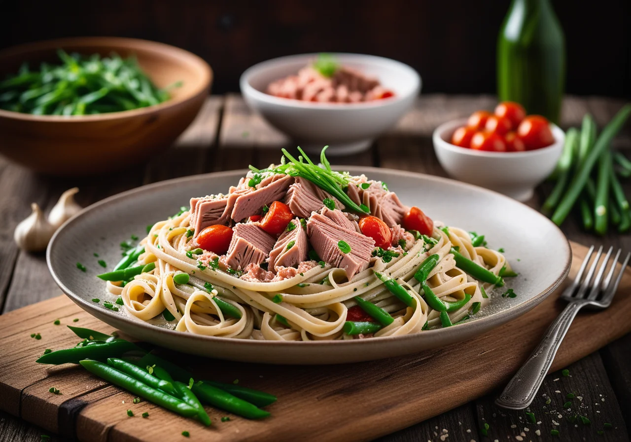 Spaghetti with Tuna and Green Bean Sauce