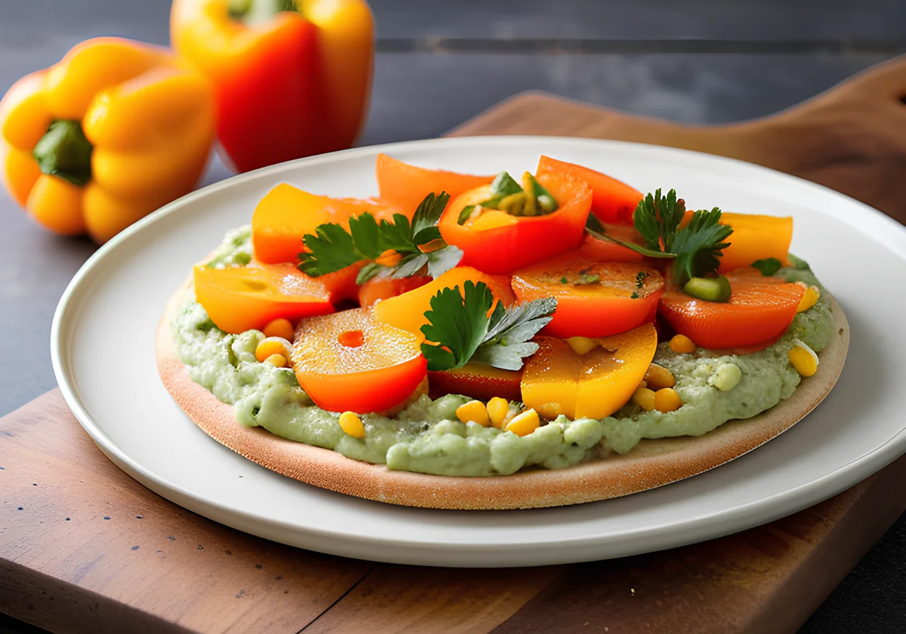 Corn, Bell Pepper and Avocado Cream Pizza