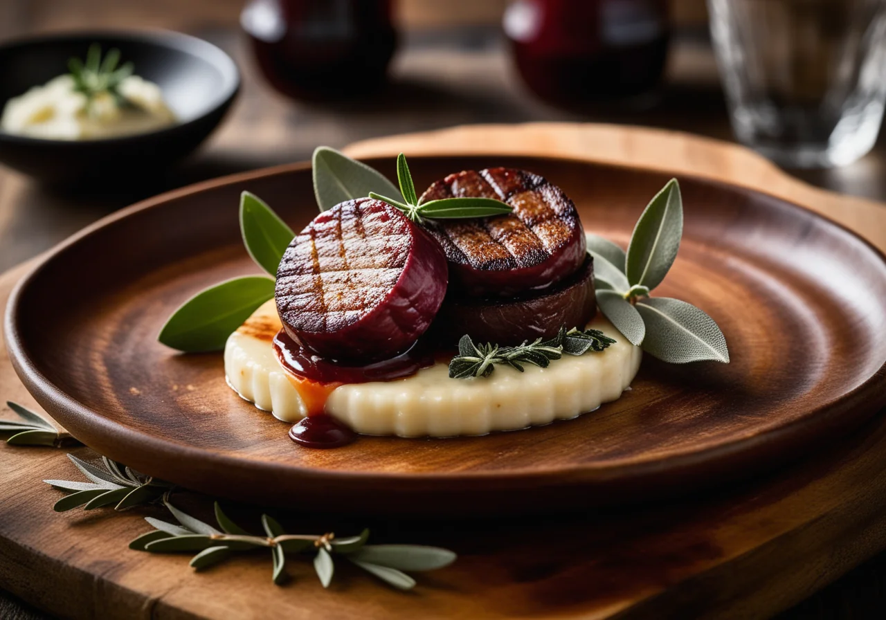 Blood Sausage Tower with Scallops and Sage