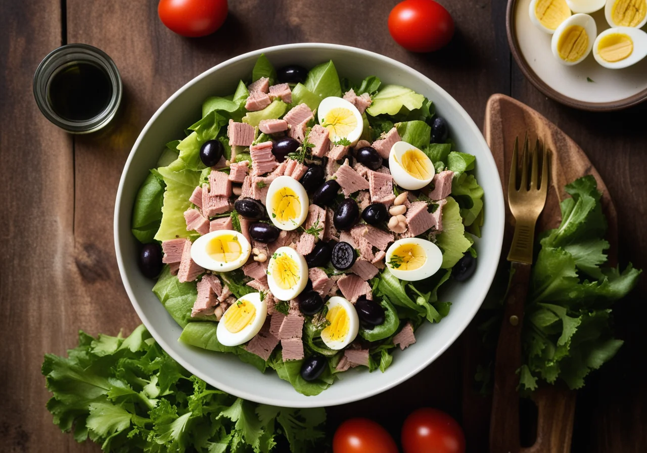 Tuna Bean Salad with Potatoes, Olives and Eggs