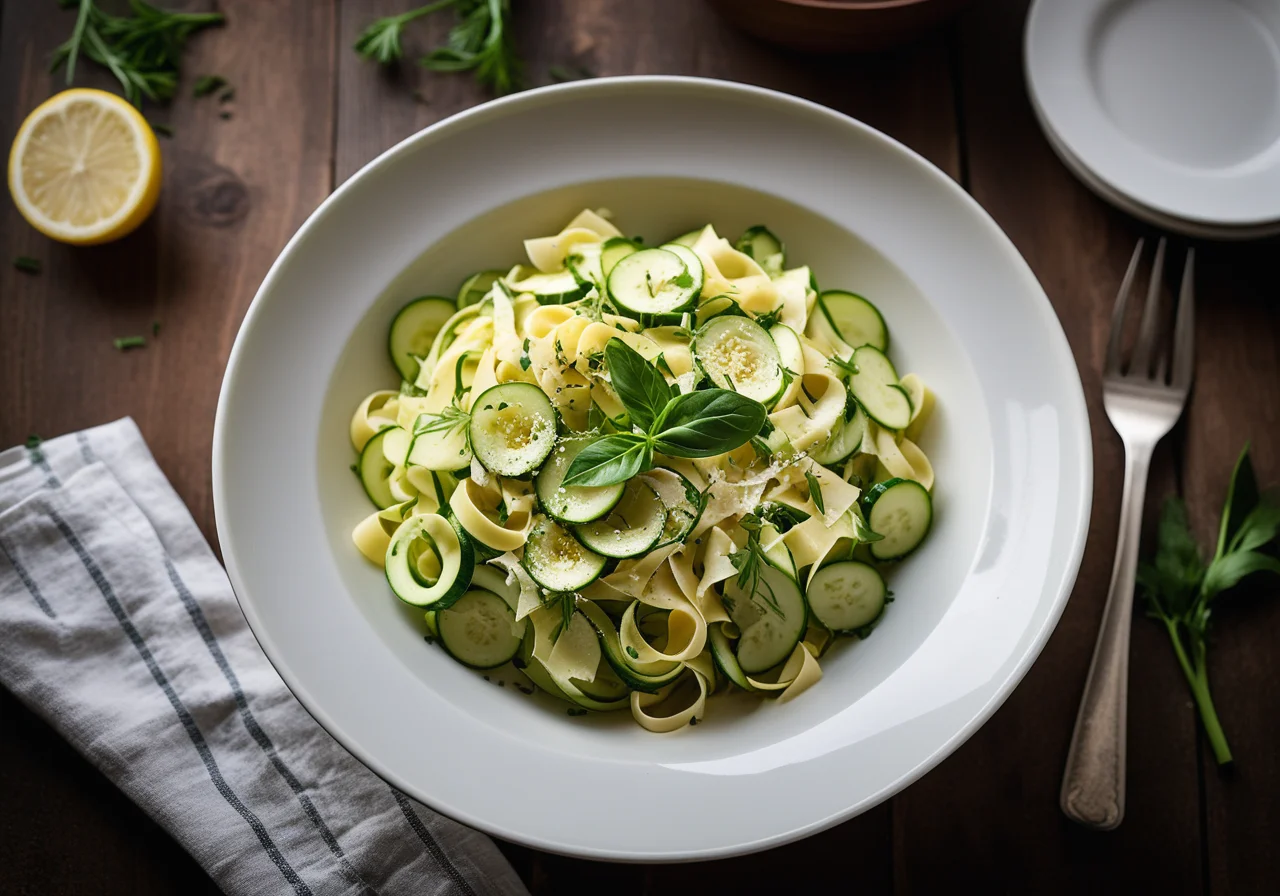 Tagliatelle Asparagus Salad with Zucchini