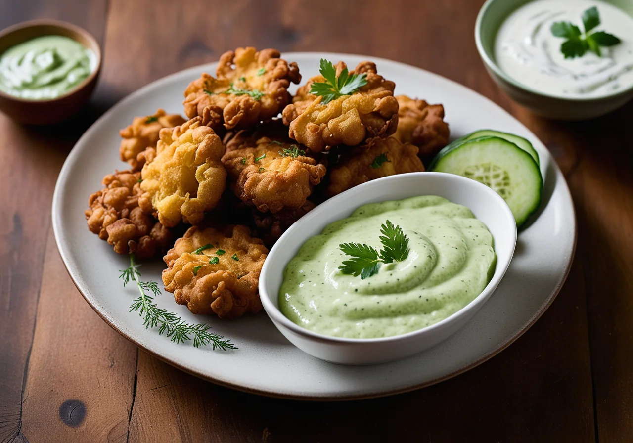Pakoras with Yogurt Dip