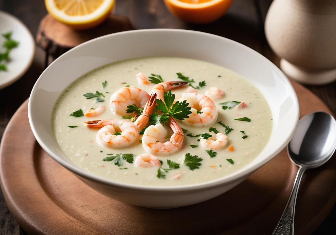 Vegetable Horseradish Cream Soup with Fish