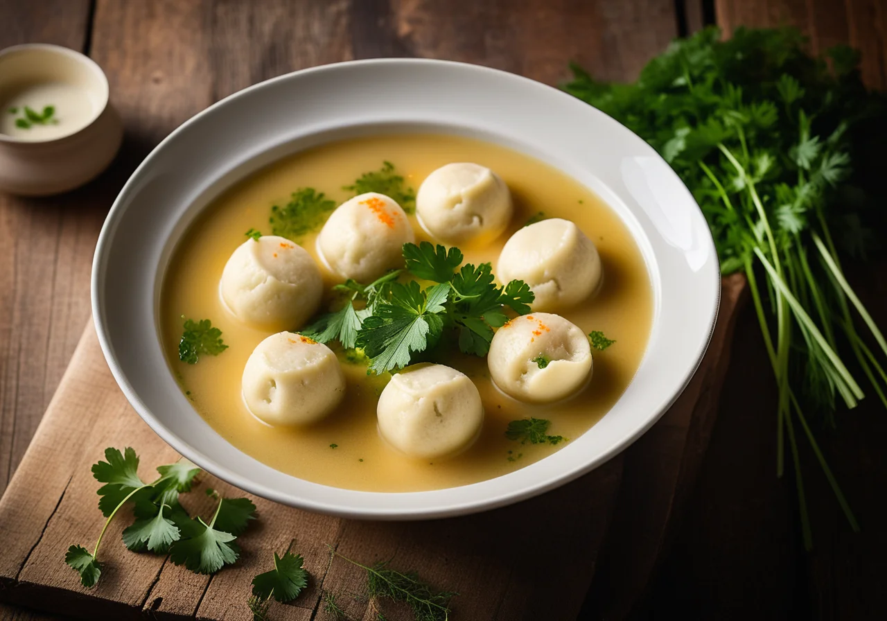 Riesling Soup with Zander Dumplings and Chervil