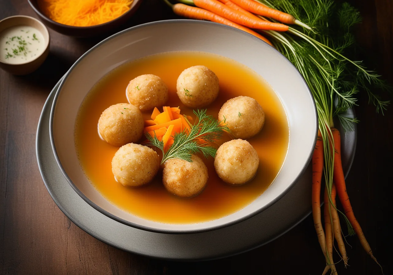 Fish Broth with Cod Balls and Vegetables