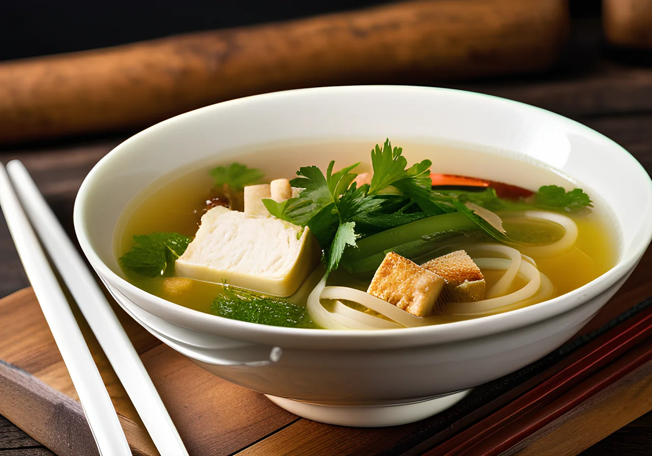 Asian Noodle Vegetable Soup with Tofu