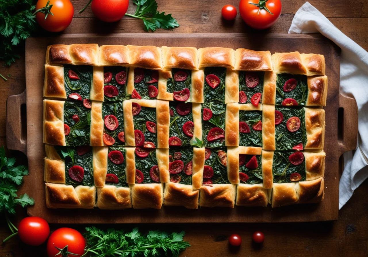 Mangold Strudel with Tomato Ragout