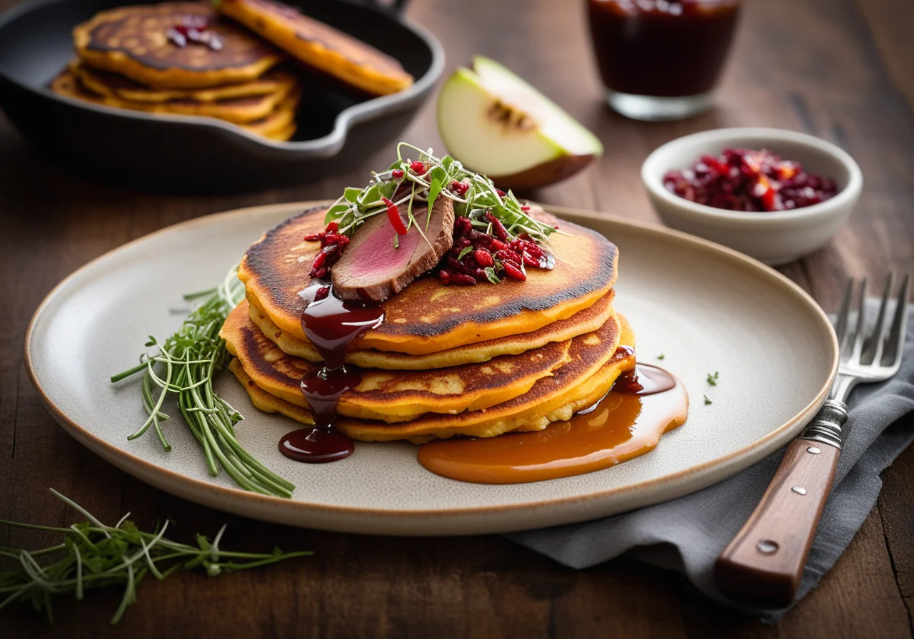 Sweet Potato Pancakes with Duck Breast