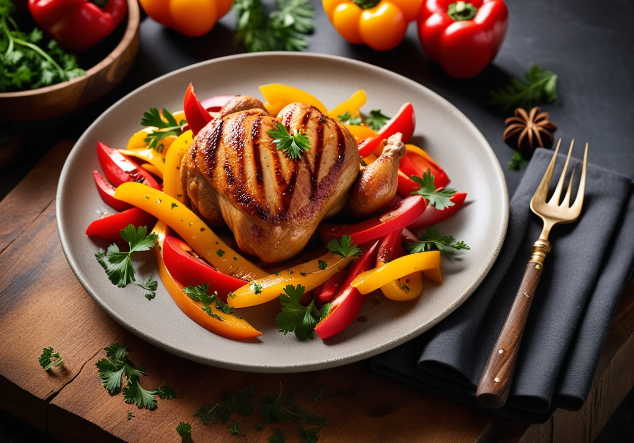 Chicken Thighs with Bell Pepper Strips