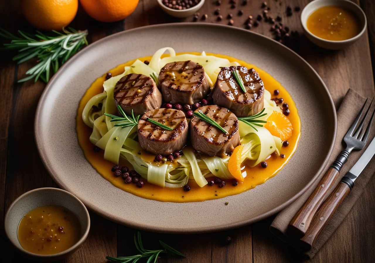 Veal Medallions with Orange-Chinese Cabbage