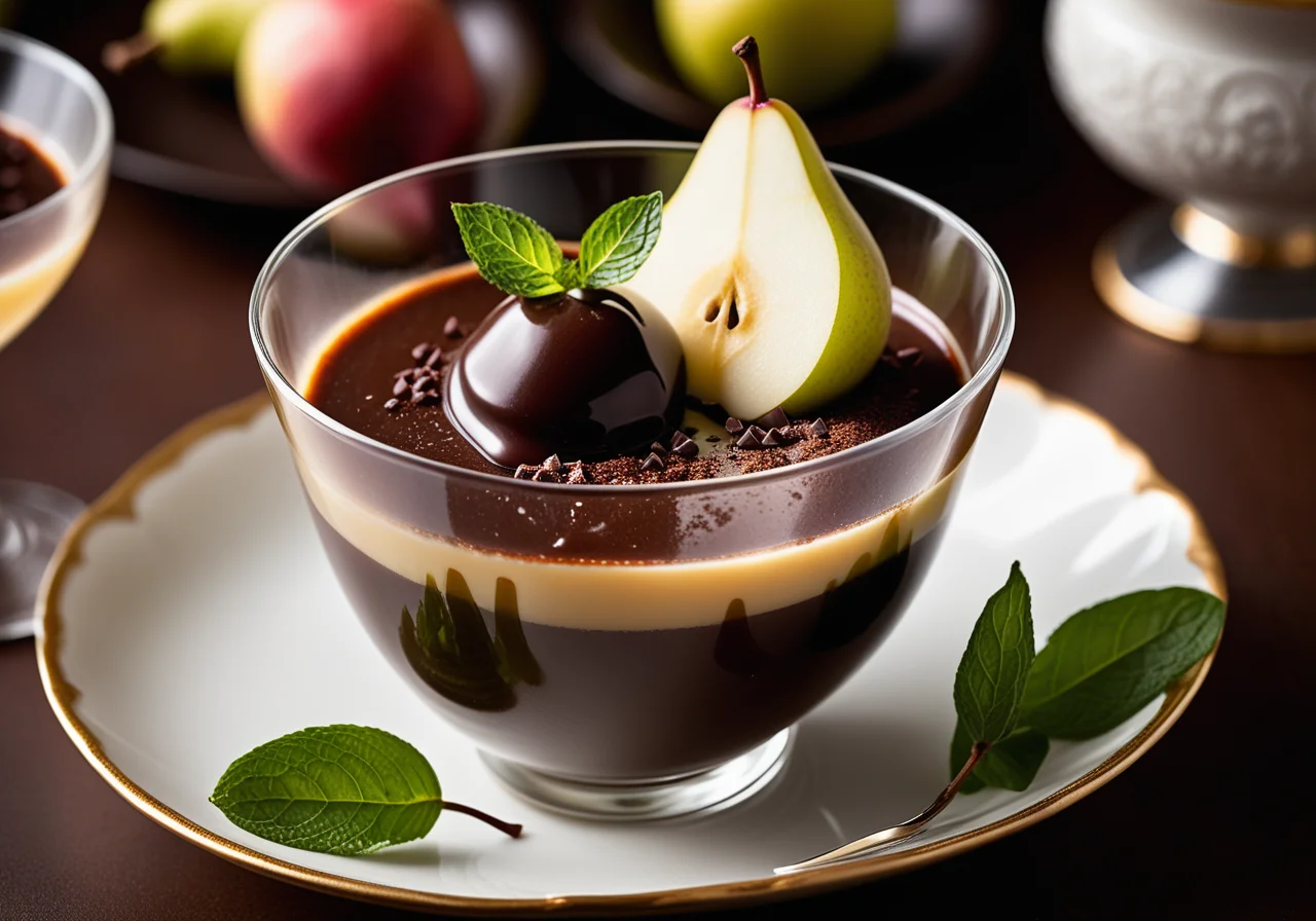 Pear Helene Dessert in Glass