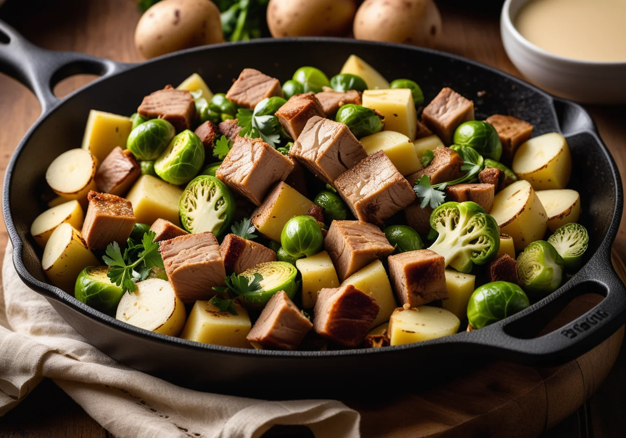 Pork and Brussels Sprouts Skillet with Potatoes