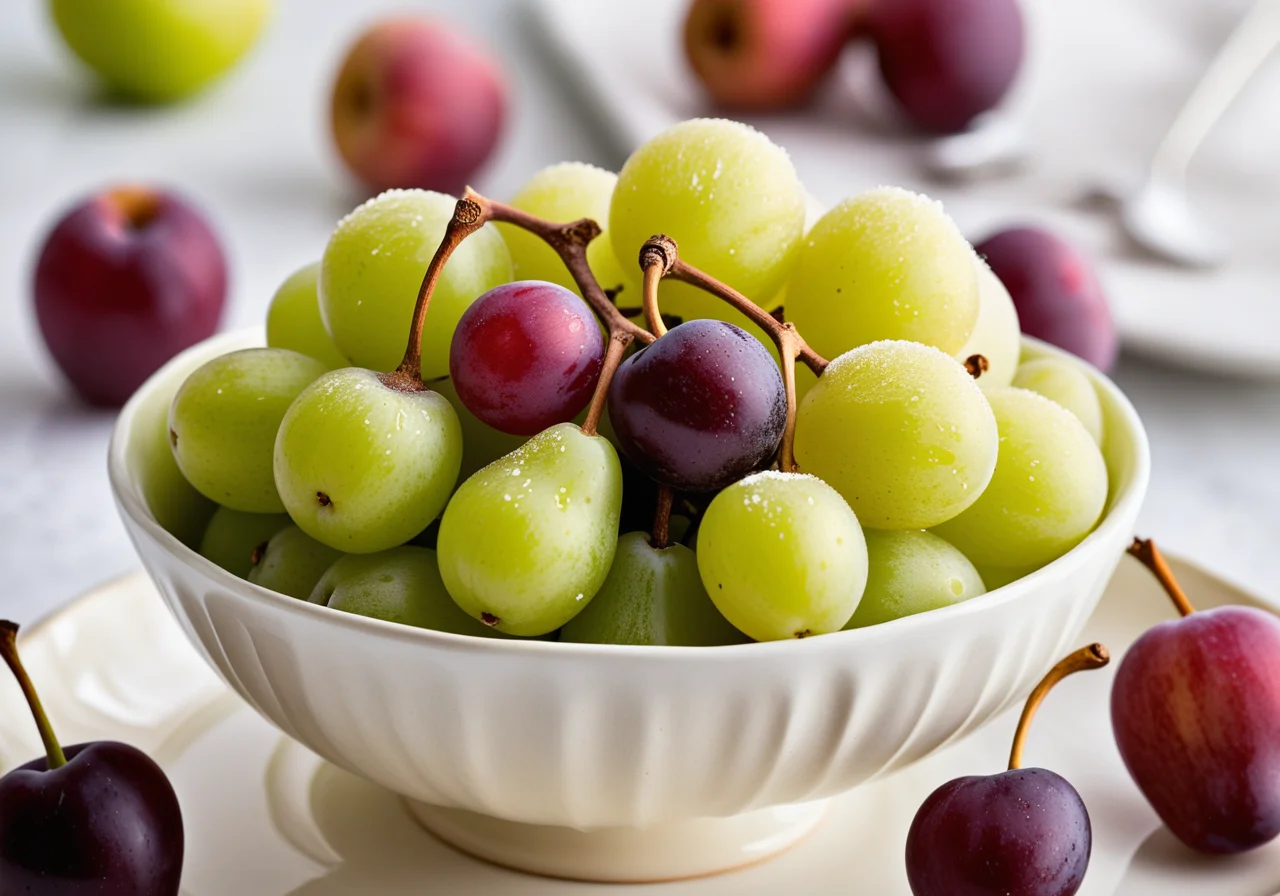 Almond Pear Cold Bowl with Grapes