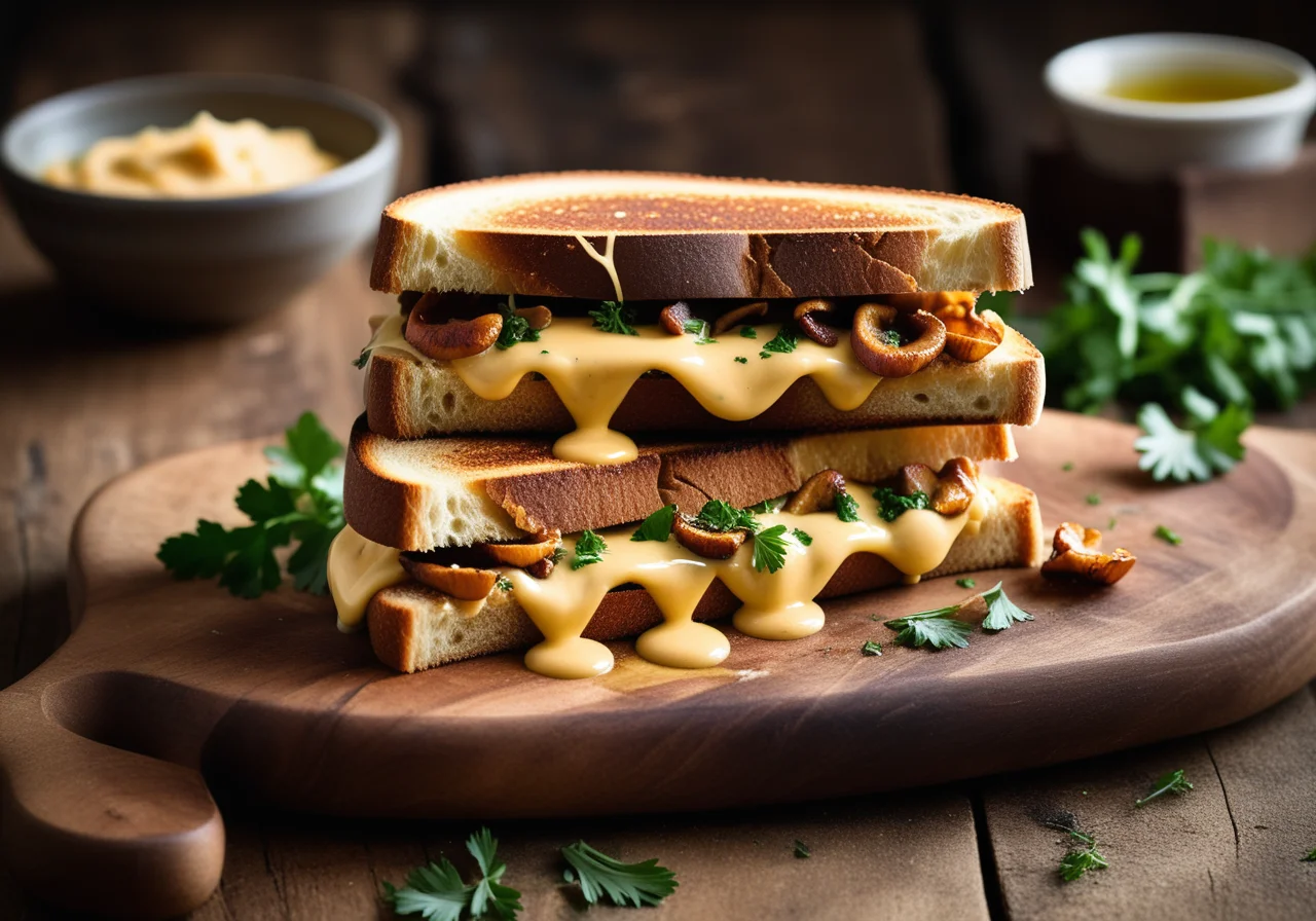 Grilled Toasts with Chanterelles and Cheese