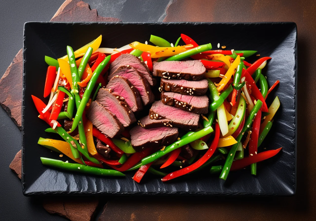 Asian-Style Vegetable Stir-Fry with Beef Fillet