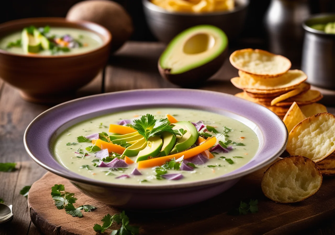 Potato Vegetable Soup with Avocado