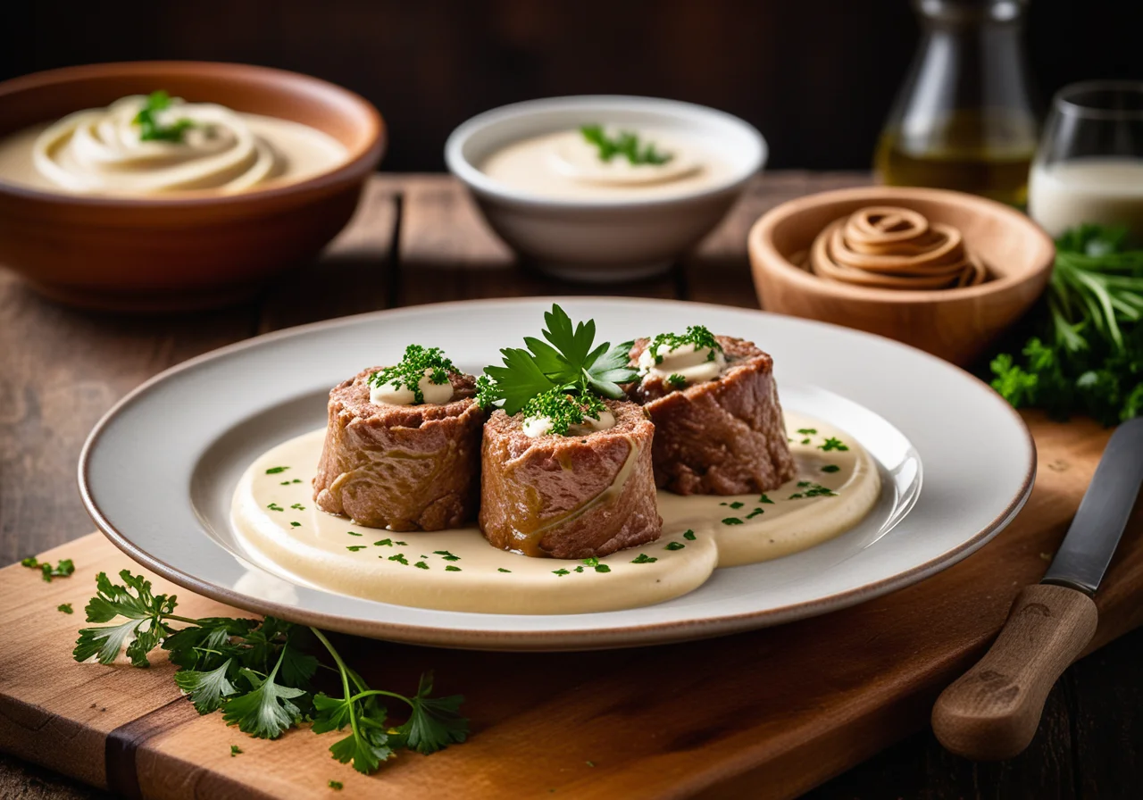 Veal Roulades with Cream Sauce