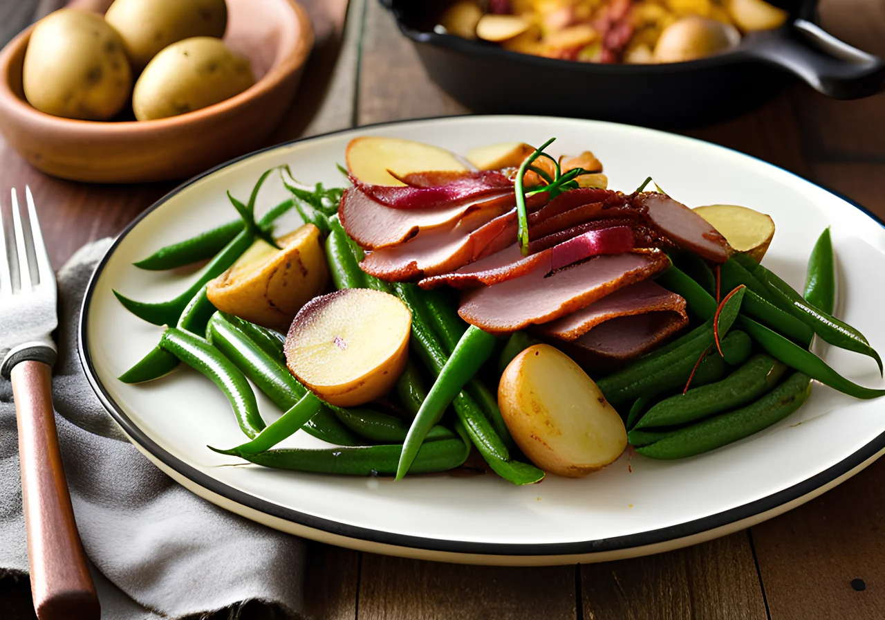 Potato Skillet with Green Beans and Turkey Bacon