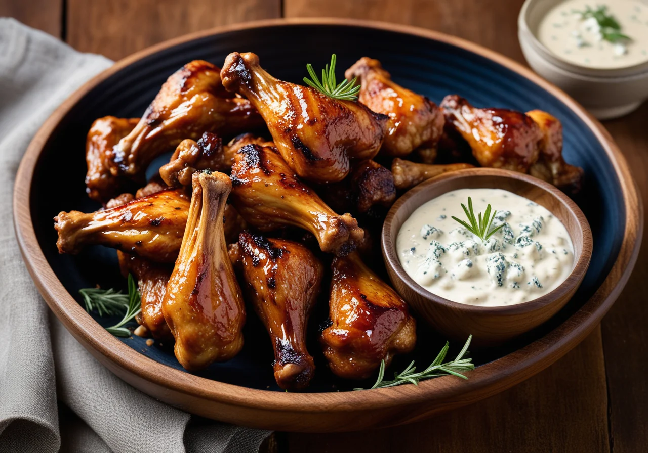 Chicken Wings with Cheese Dip