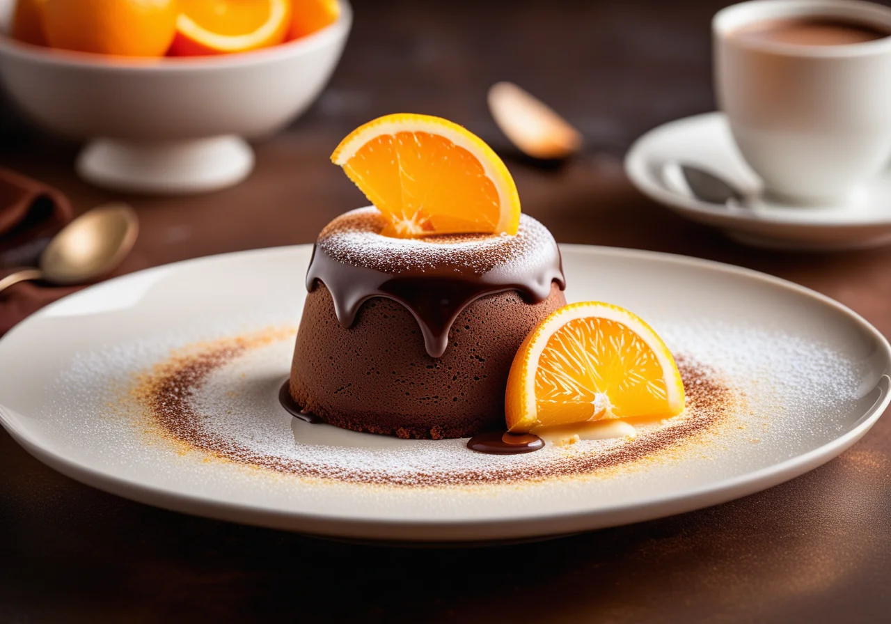 Chocolate mousse with vanilla sauce