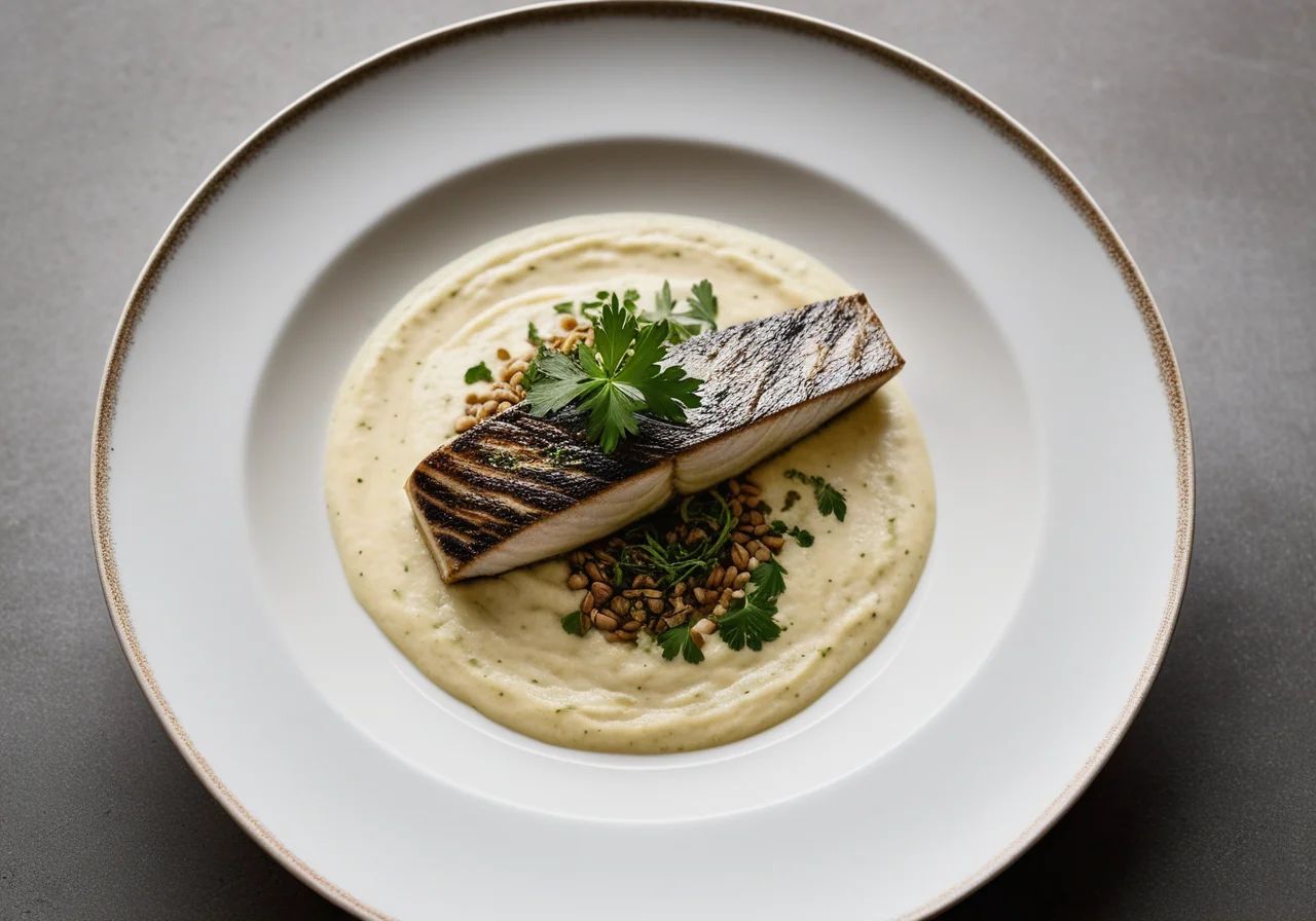 Mackerel with Lentil and Parsley Root Purée