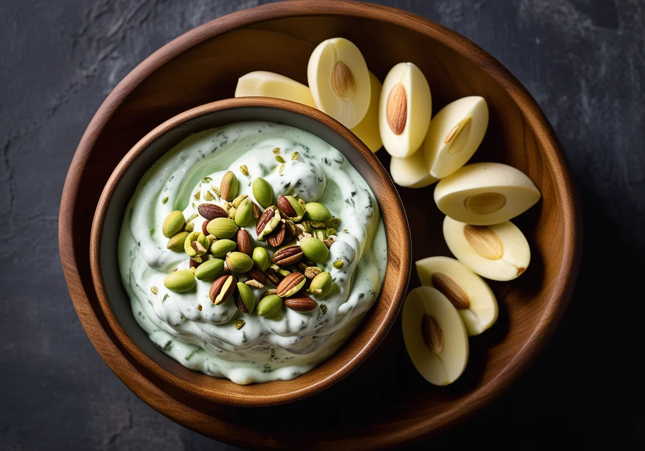 Quark dip with blue cheese and pistachios