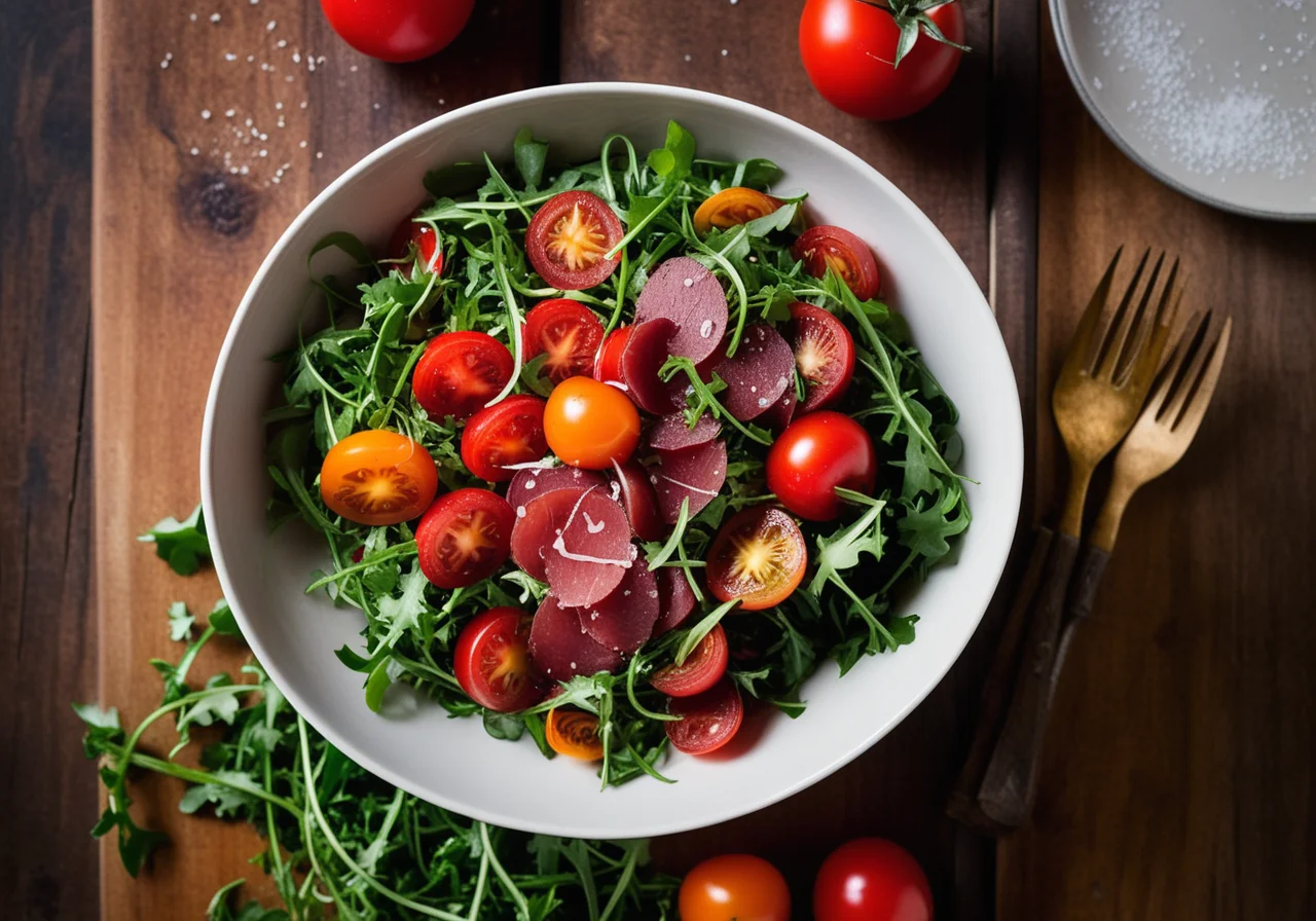 Paprika-Rucola Salad with Bresaola