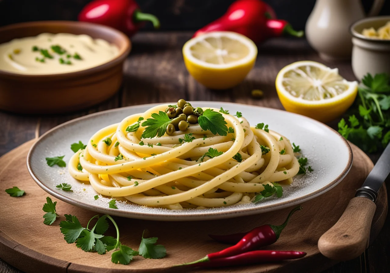 Half-Moon Pasta (Mezzelune) with Salsiccia, Capers and Lemon Sauce