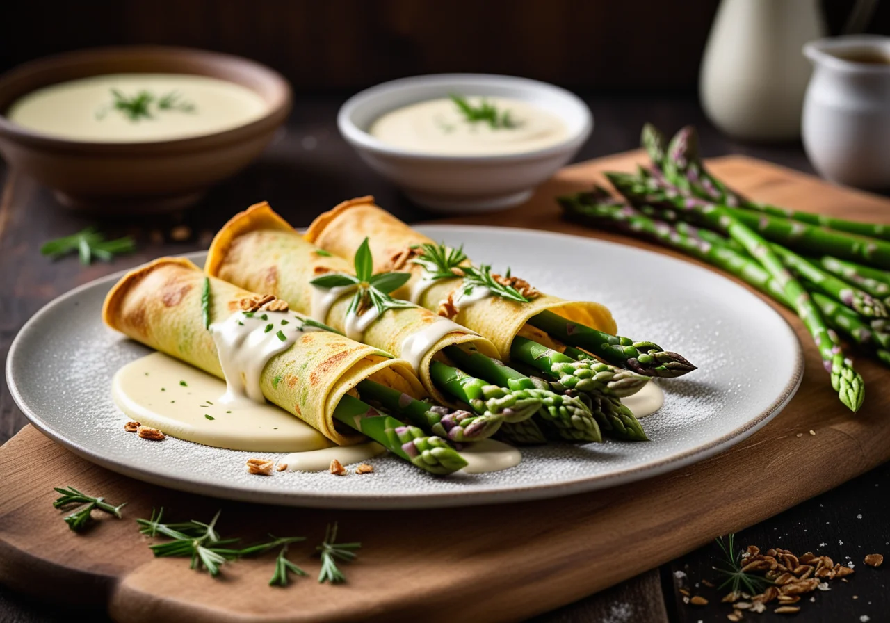 Rolled Asparagus Crêpes