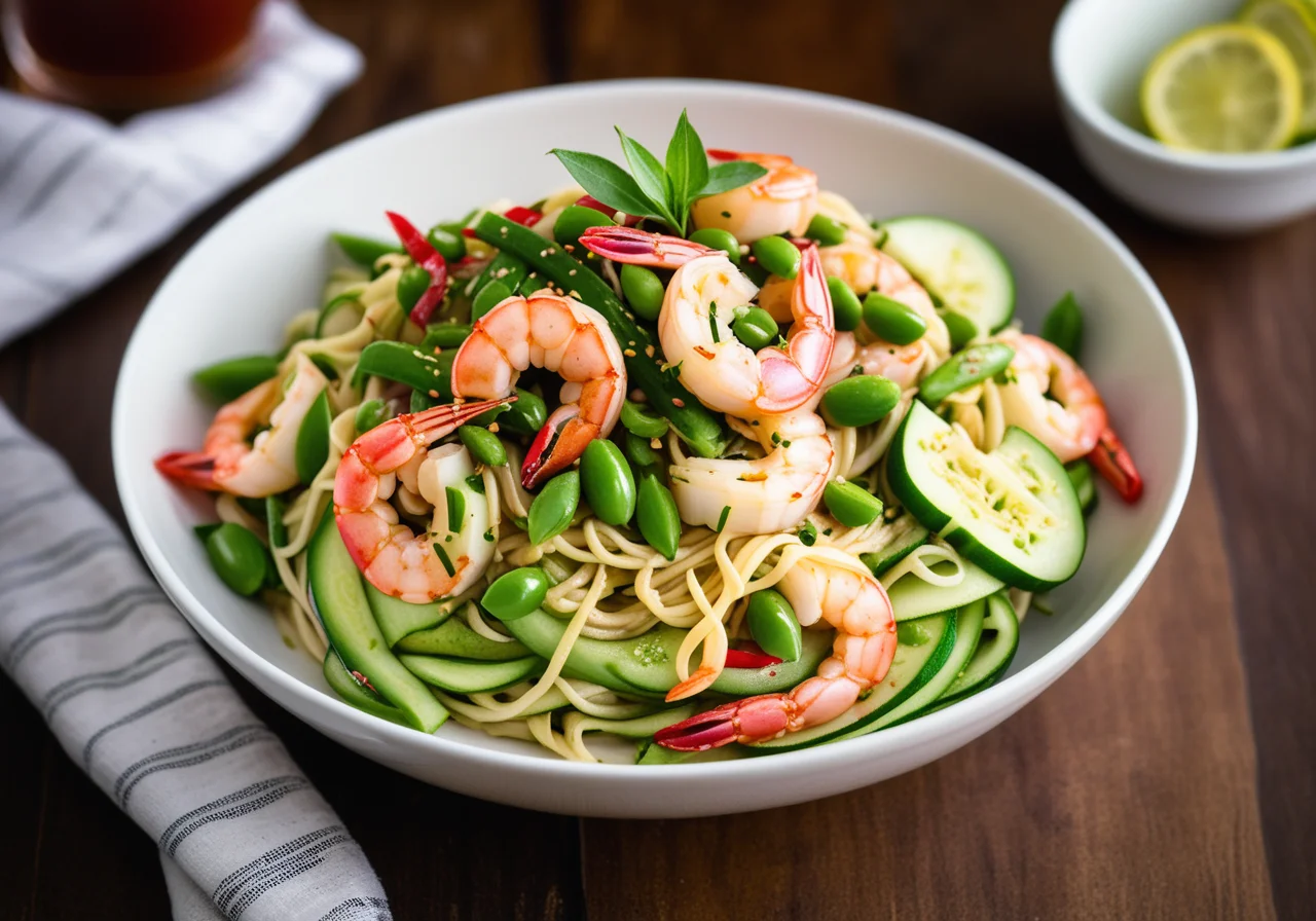 Asian Noodles with Vegetables and Shrimp