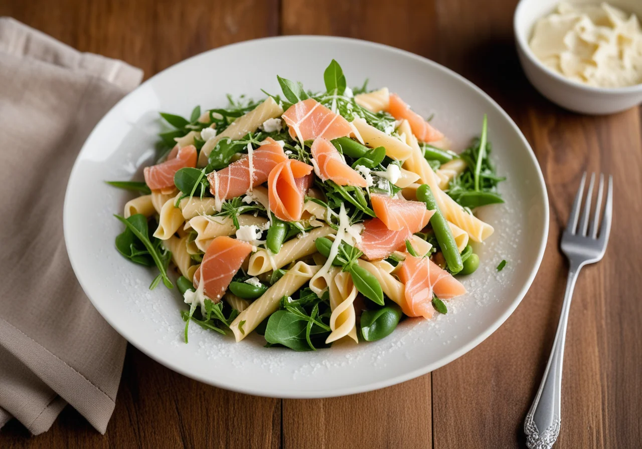 Pasta Salad with Sugar Snap Peas and Smoked Salmon