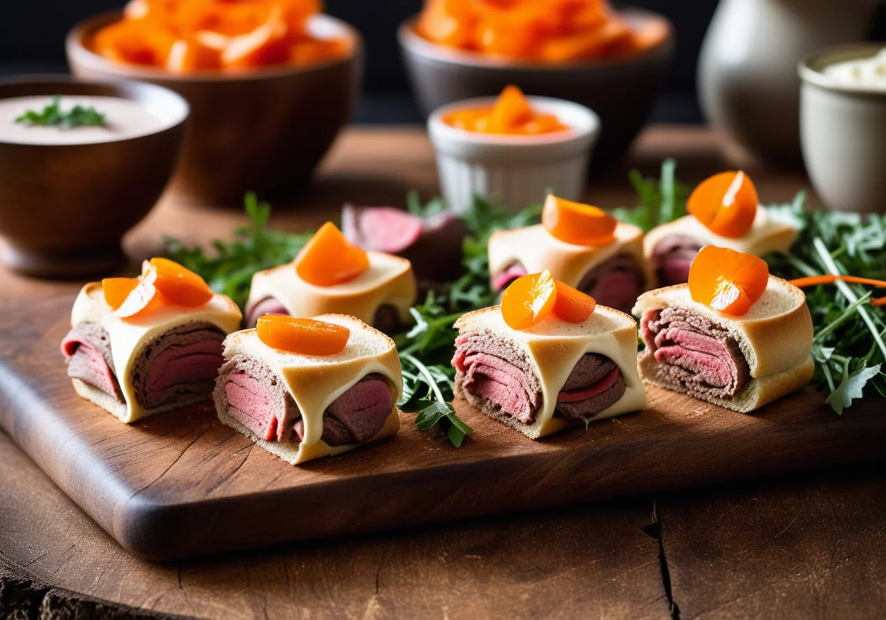 Bites with Stuffed Roast Beef Rolls