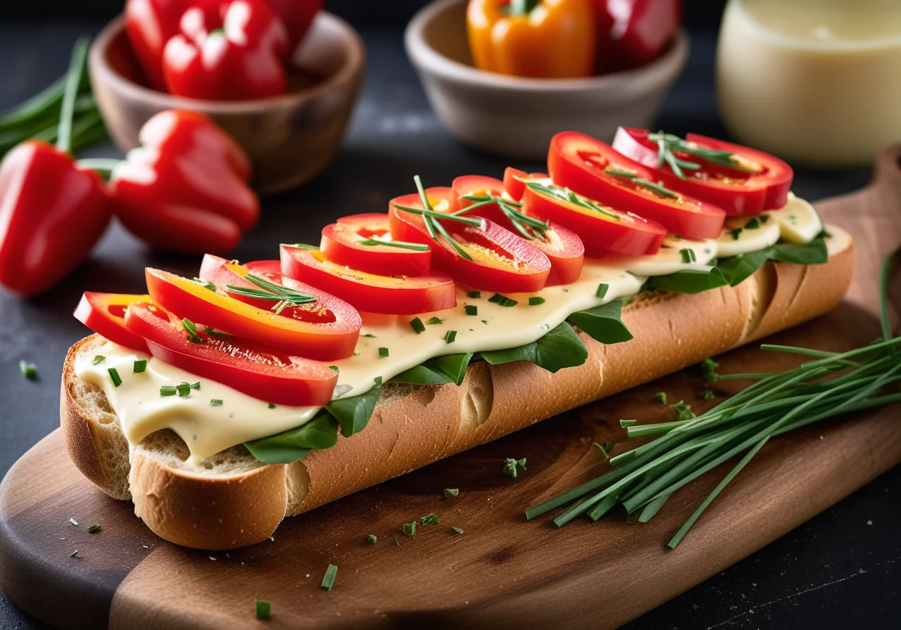 Bread Sandwich with Cheese and Bell Pepper