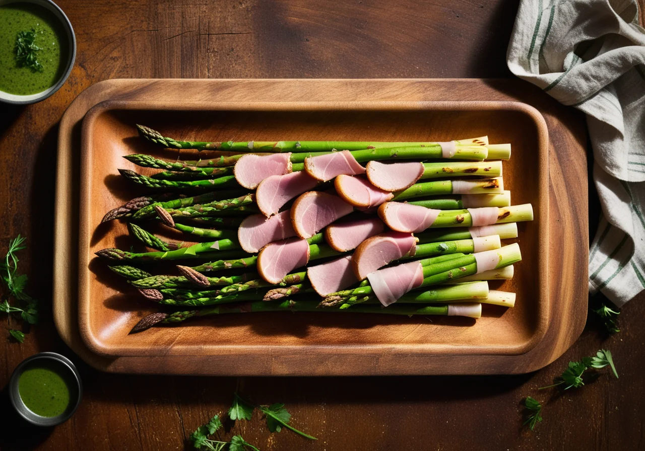 Fried Asparagus with Ham